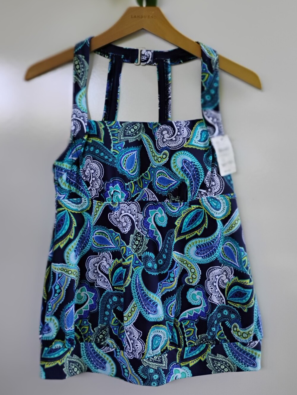 NWT Lands End Razorback Blouson Tankini Top Paisley SIZE 6